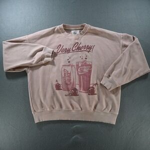 American Eagle Womens Very Cherry Coke Graphic Sweatshirt Medium Pink